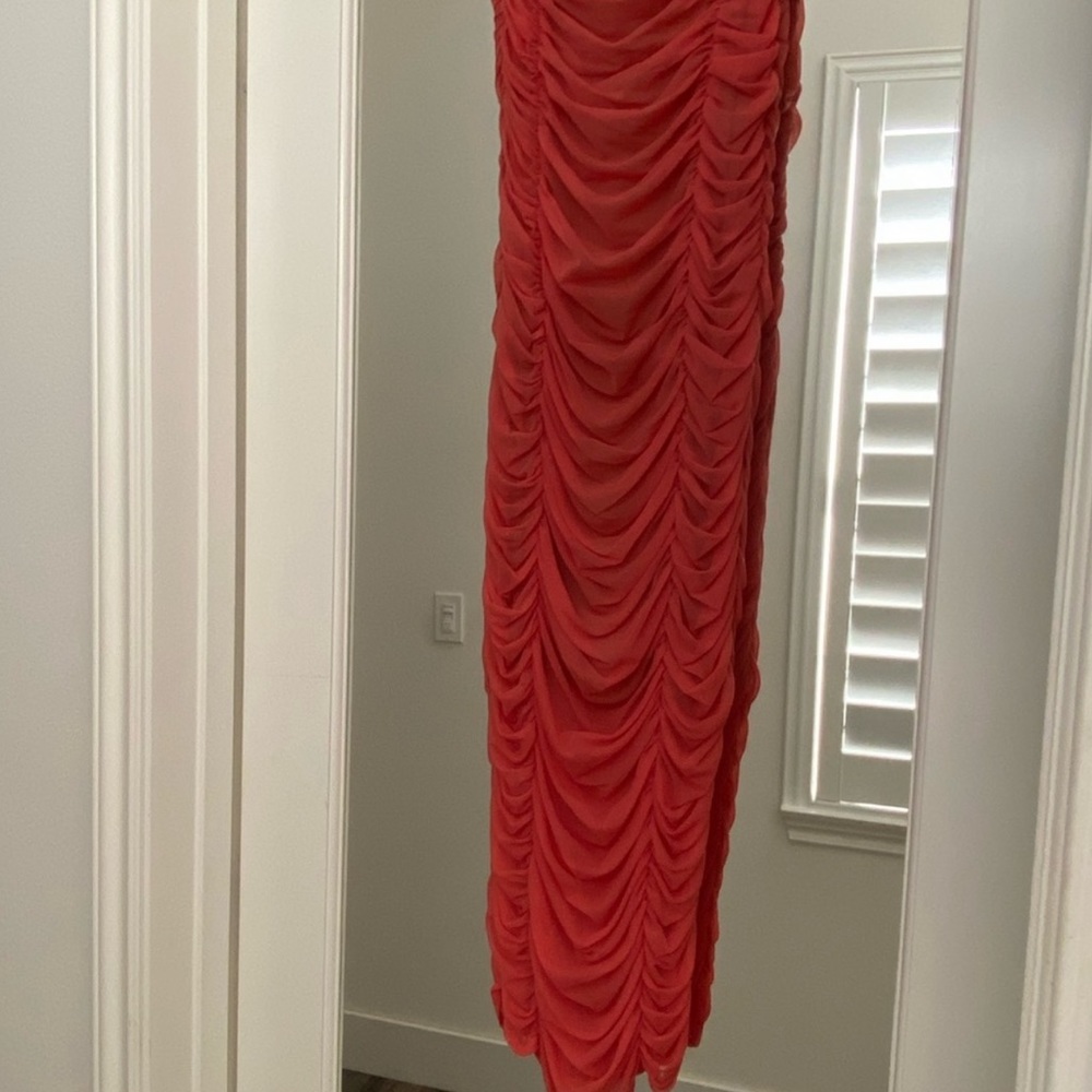Revolve Lovers & Friends Fitted Midi Dress Coral - Picture 8 of 9